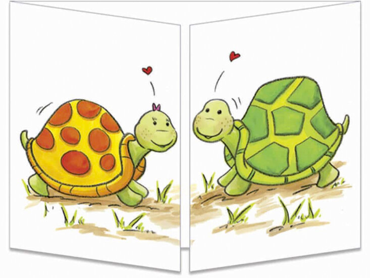 CT266 Cache-Cache uitklapbare kaart - verliefde schildpadden