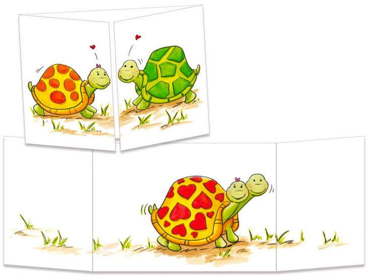 CT266 Cache-Cache uitklapbare kaart - verliefde schildpadden