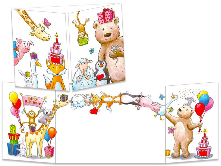 CT295 Cache-Cache uitklapbare kaart - cadeautjes - happy birthday