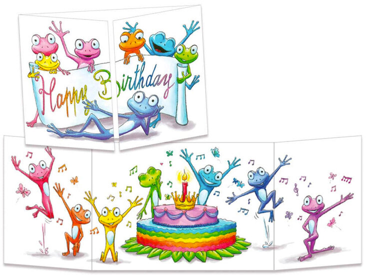CT327 Cache-Cache uitklapbare kaart - taart - happy birthday