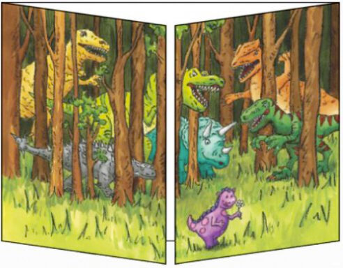 CT095 Cache-Cache uitklapbare kaart - dinosaurus