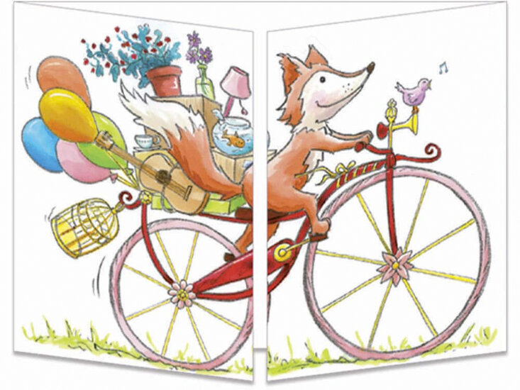 CT328 Cache-Cache uitklapbare kaart - vos op fiets