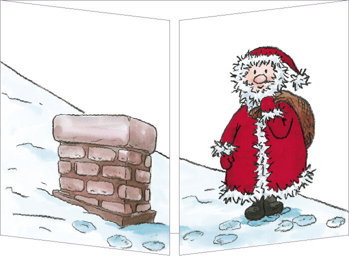 kerst CT118 Cache-Cache uitklapbare kaart - schoorsteen