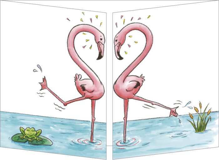 CT337 Cache-Cache uitklapbare kaart - verliefde flamingo&#039;s
