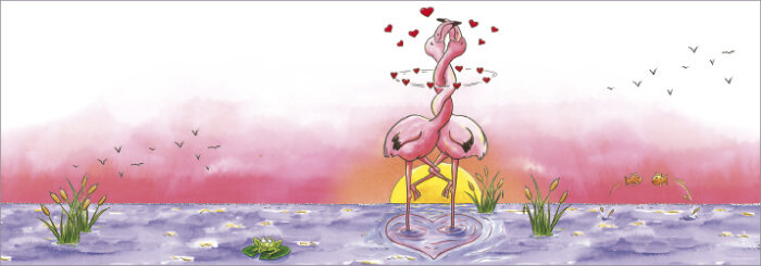 CT337 Cache-Cache uitklapbare kaart - verliefde flamingo&#039;s