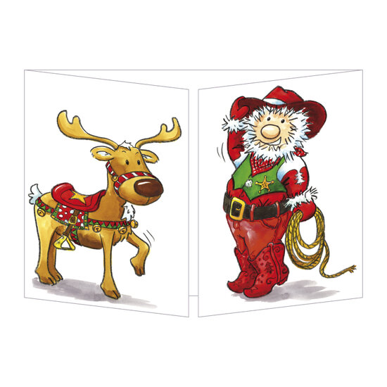 kerst CT135 Cache-Cache uitklapbare kaart - kerstman rodeo
