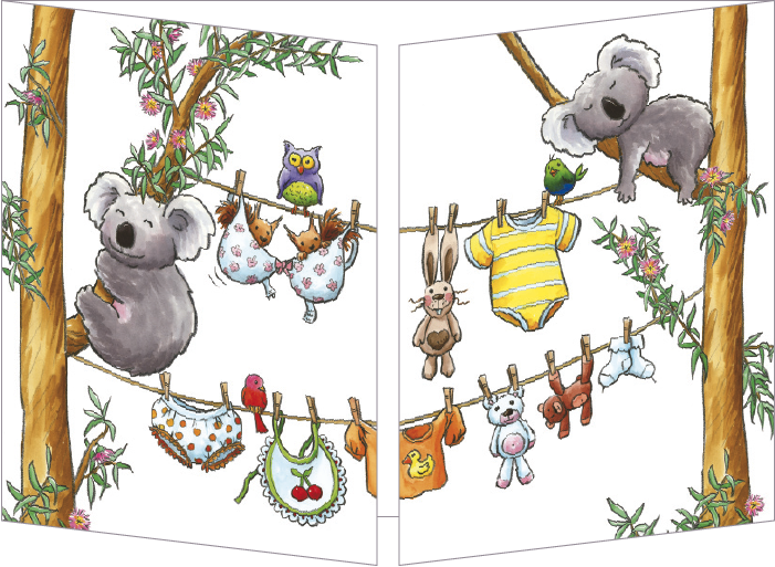 CT343 Cache-Cache uitklapbare kaart - koala - geboortekaartje