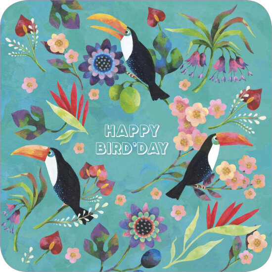 BAR159 Aur&eacute;lie Blanz kaart - Happy Bird&#039;Day - vogels toekan