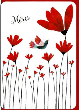 DO032 - wenskaart Blanz &quot;The Red Flowers&quot; - merci