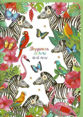 DO034 - wenskaart Mila &quot;Zebras&quot; - happiness is here and now