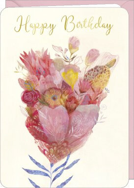 DO111 - wenskaart Izou &quot;Flowers&quot; - happy birthday