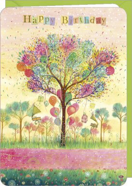DO114 - wenskaart Jehanne Weyman &quot;Brthday Tree&quot; - happy birthday