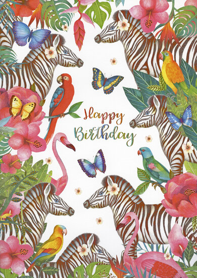 IB039 Grote kaart van Mila - happy birthday - zebra