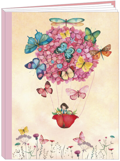 KIO01 Schrift met linnen rug van Mila - luchtballon  (17 x 22 cm)