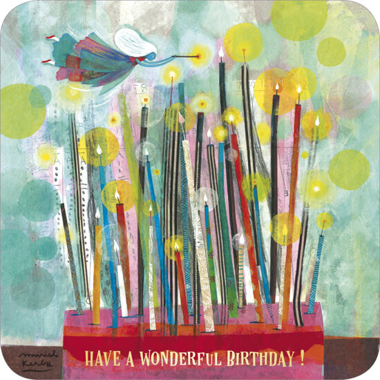 BAR051 Muriel Kerba kaart - have a wonderful birthday - taart