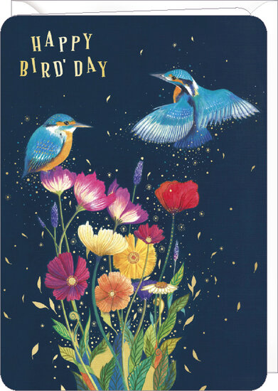 DO131 - wenskaart Jehanne Weyman  - happy bird&#039;day - ijsvogels