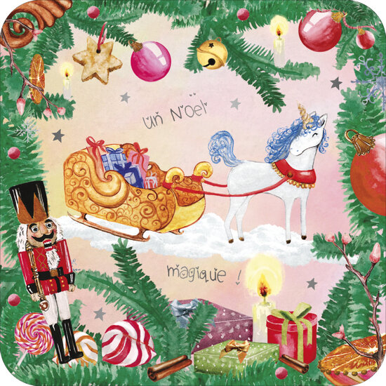 kBA635  Le Poussin Rose des Bois kerstkaart - un No&euml;l magique