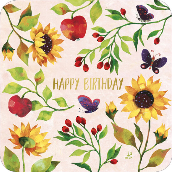 BAR239 Aur&eacute;lie Blanz kaart - happy birthday - zonnebloem