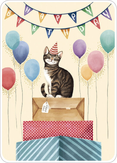 C083 Rosie Hilyer ansichtkaart - happy birthday - kat