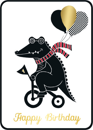 C087 Corinne Rohard ansichtkaart - happy birthday - krokodil