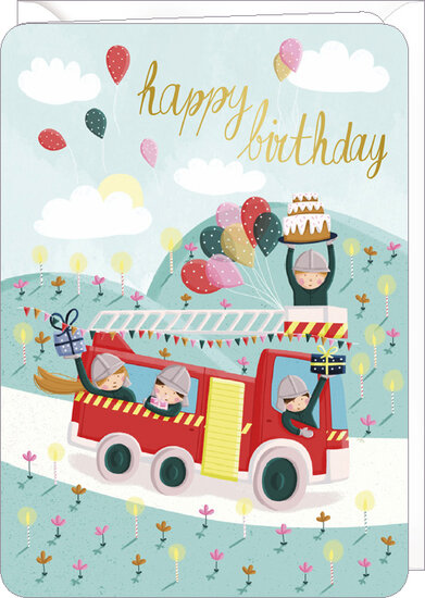 DO044 - wenskaart Laetitia Haas  - happy birthday - brandweer