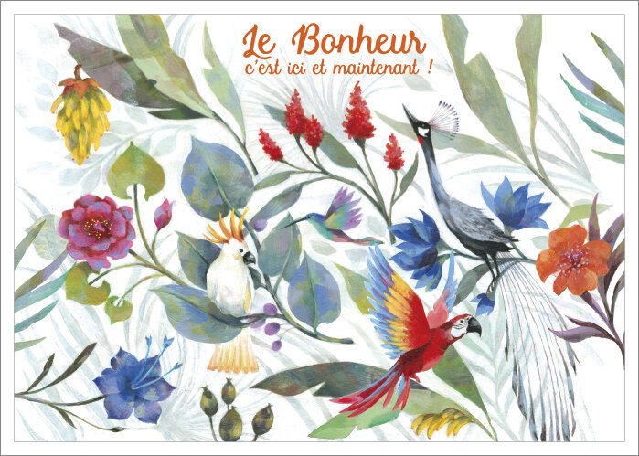 LL023 Aur&eacute;lie Blanz ansichtkaart - Le bonheur c&#039;est ici et maintenant! - geluk is hier en nu