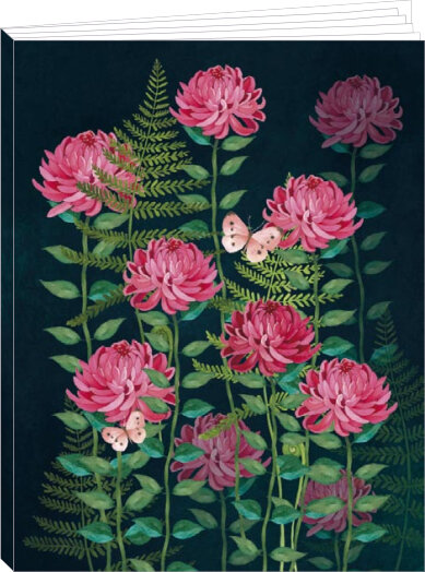 KI225 Schrift van Mila -  rode dahlia&#039;s (17 x 22 cm)