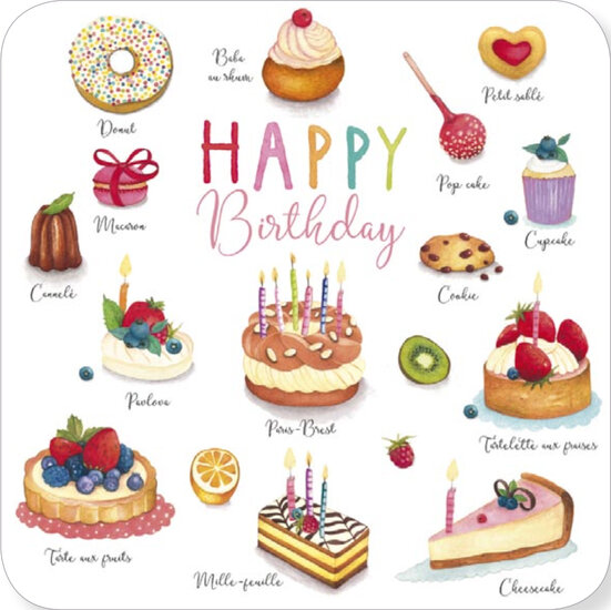 BAR258 Mila kaart - happy birthday - gebak