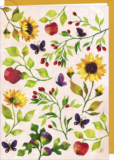 D017 - wenskaart Aur&eacute;lie Blanz - zonnebloemen