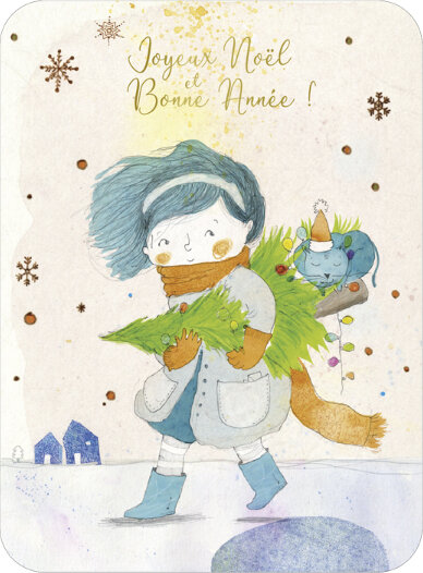 XCA601 Francesca Quatraro kerst ansichtkaart - joyeux no&euml;l bonne ann&eacute;e