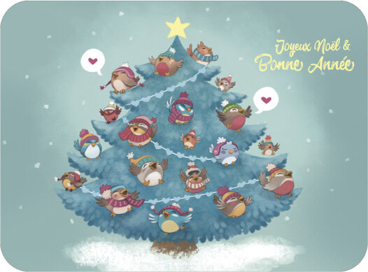 XCA619 Camille Chaussy kerst ansichtkaart - joyeux no&euml;l bonne ann&eacute;e