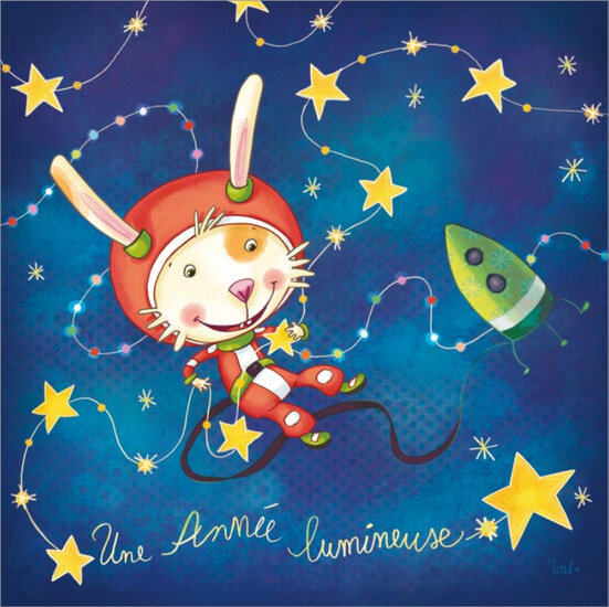 xBW055 Val&eacute;rie Willame kerstkaart - astronaut