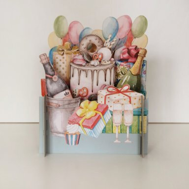 MN008 Miniature pop-up kaart Feest