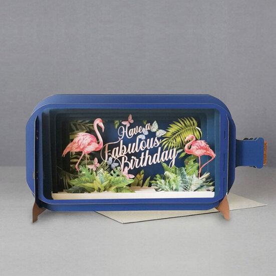 MIB085 Message in a Bottle kaart - fabulous birthday - flamingo