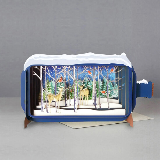 XMIB006 Message in a Bottle kerstkaart - herten in bos