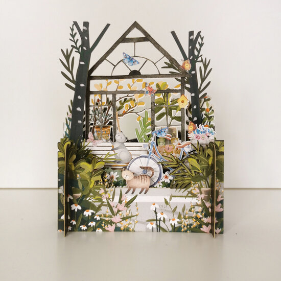 MN014 Miniature pop-up kaart - kas en katten