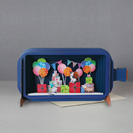MIB052 Message in a Bottle kaart - ballonnen en slingers