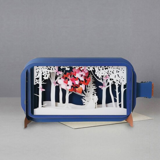 MIB044 Message in a Bottle kaart - bruidspaar met ballonnen