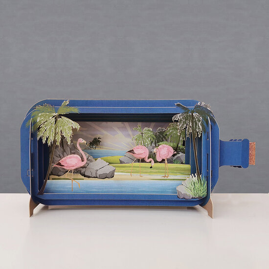 MIB189 Message in a Bottle kaart - flamingo&#039;s