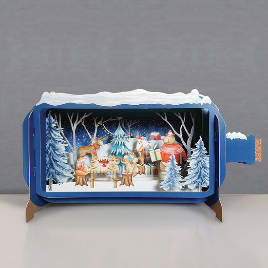 XMIB083 Message in a Bottle kerstkaart - dieren vieren kerst