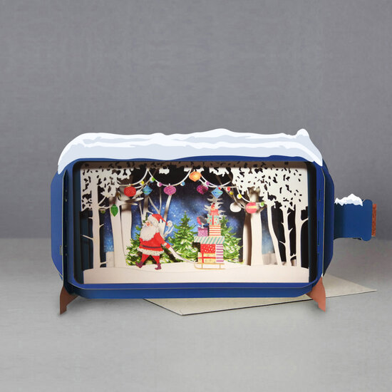 XMIB040 Message in a Bottle kerstkaart - kerstman en pakjes