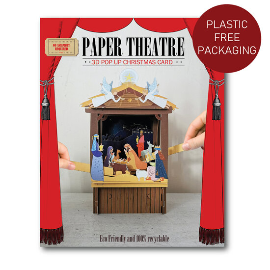 XPT005 kerstkaart en papieren theater - kerststal