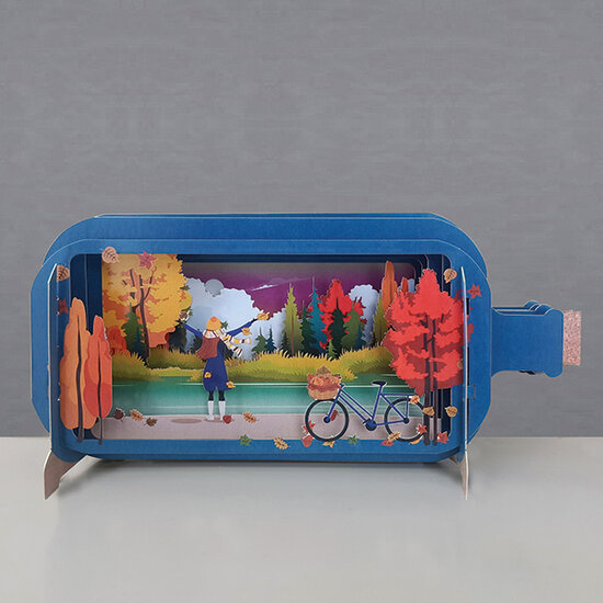 MIB215 Message in a Bottle kaart - met fiets en herfstbladeren
