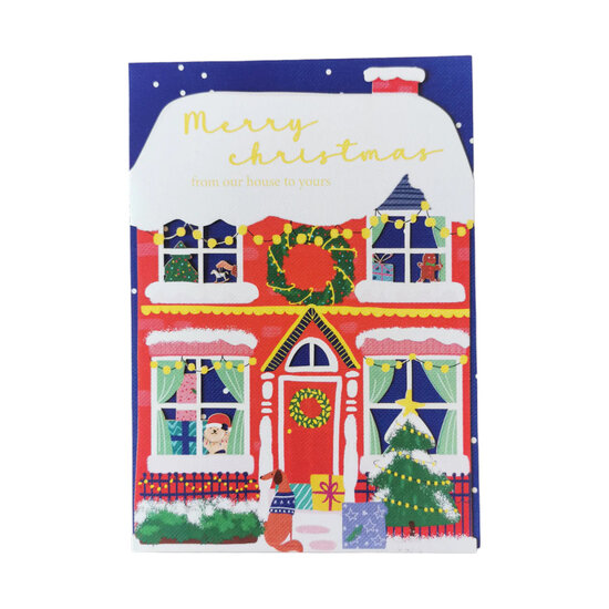 cms039 lasergesneden kerstkaart - merry christmas from our house to yours