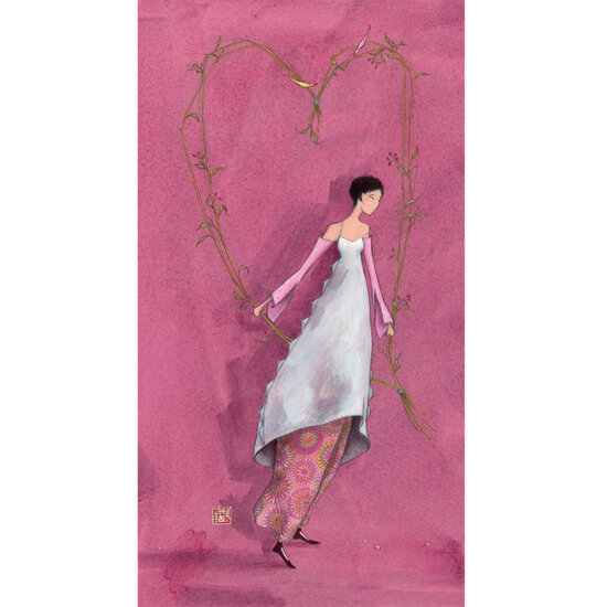 QB18356 wenskaart ga&euml;lle boissonnard - hart roze