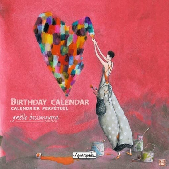 CAL20384 verjaardagskalender Ga&euml;lle Boissonnard - hart  (21 x 21 cm)