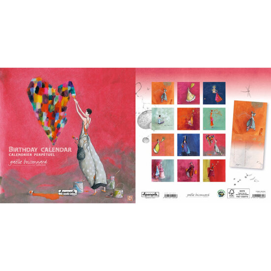CAL20384 verjaardagskalender Ga&euml;lle Boissonnard - hart  (21 x 21 cm)