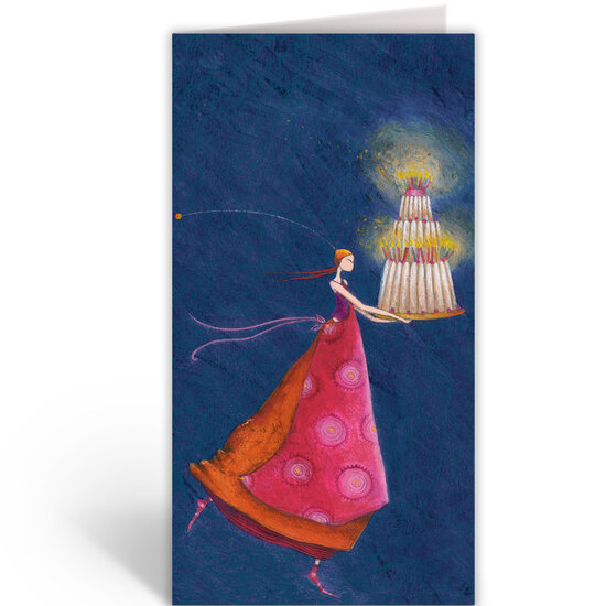 QB21777 wenskaart ga&euml;lle boissonnard - verjaardagstaart blauw