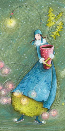 xQB22370 kerstkaart ga&euml;lle boissonnard - skaters | Mano cards groothandel