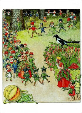 16090 ansichtkaart Elsa Beskow - kinderen en fruit
